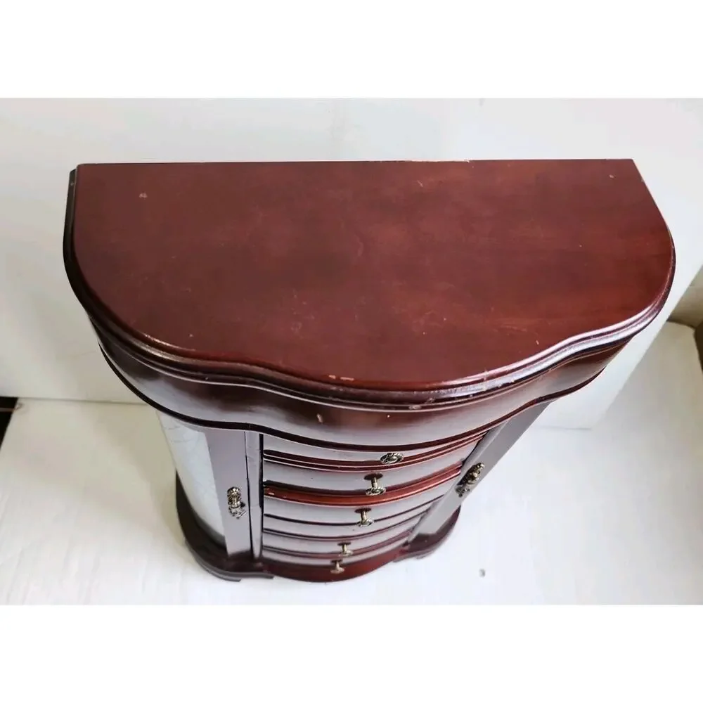 Hives and Honey Patricia style Large jewelry Box Dark Cherry Etched Glass Mirror
